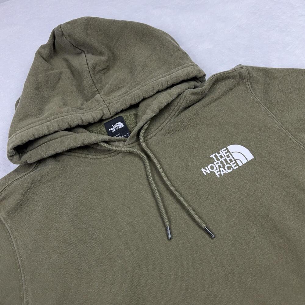 The North Face Hoodie Pullover Men M Green Heavyweight Fleece Graphic Logo